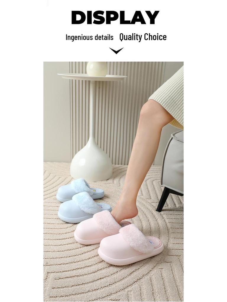 Waterproof Fur Slippers: Detachable, Washable Cotton for Men & Women, 2025 Autumn/Winter Indoor & Outdoor Use