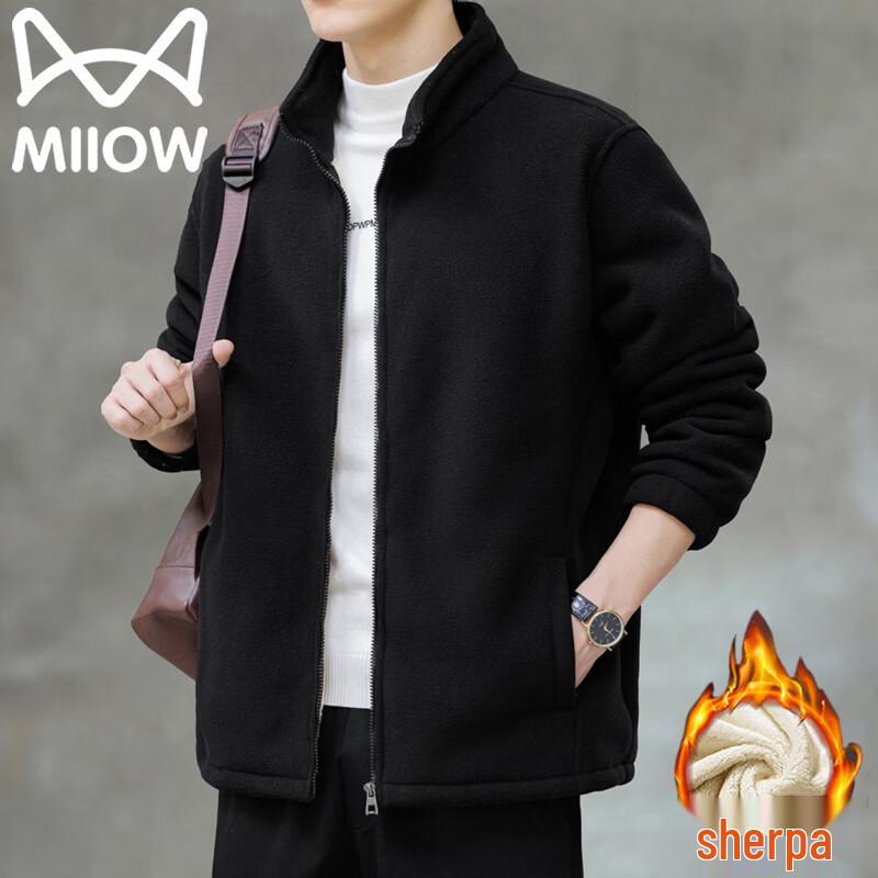 Men s Stand-Collar Thickened Fleece Jacket L