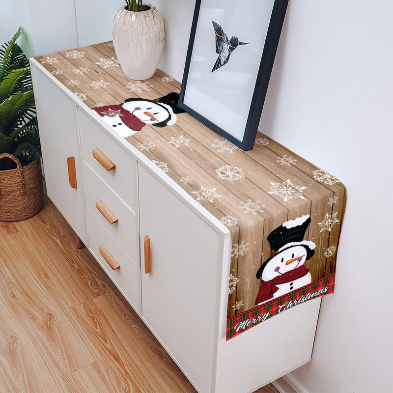 

Рождественские милые дорожки для стола в виде снеговика, домашний декор для кухни, кафе, фестиваль, свадебная вечеринка, аксессуары для стола, коврики для столовой 150x33cm59x13inch