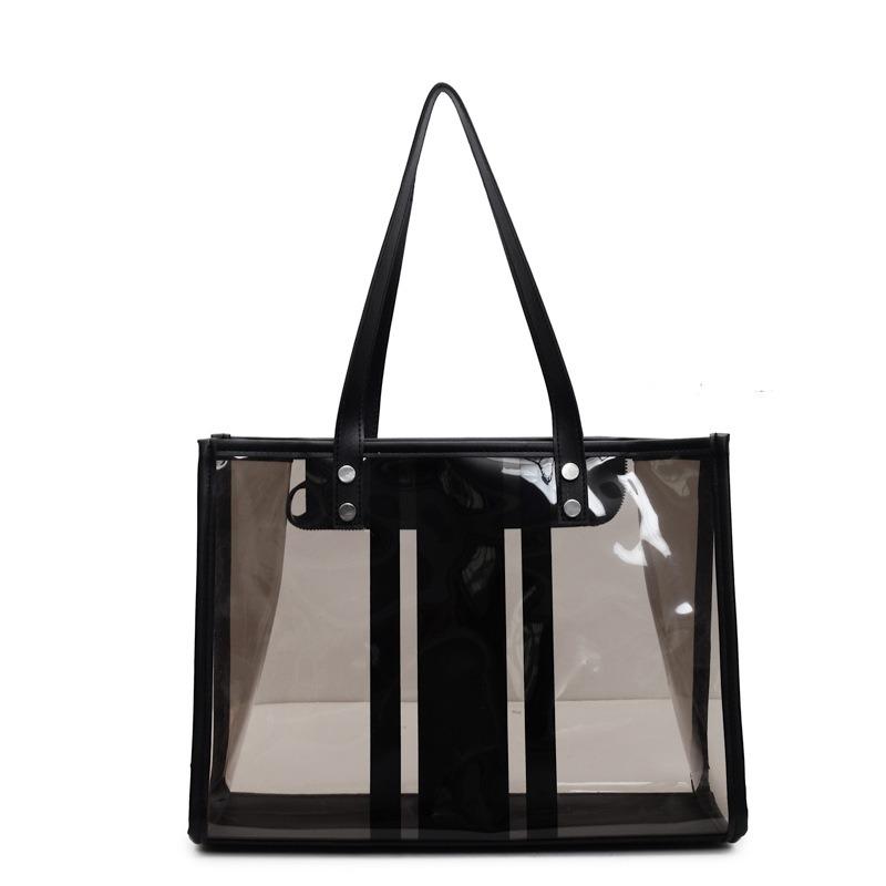 Transparent Pvc Simple Tote Bag Fashionable Tote Bag Shopping Bag Waterproof Plastic Shoulder Backpack