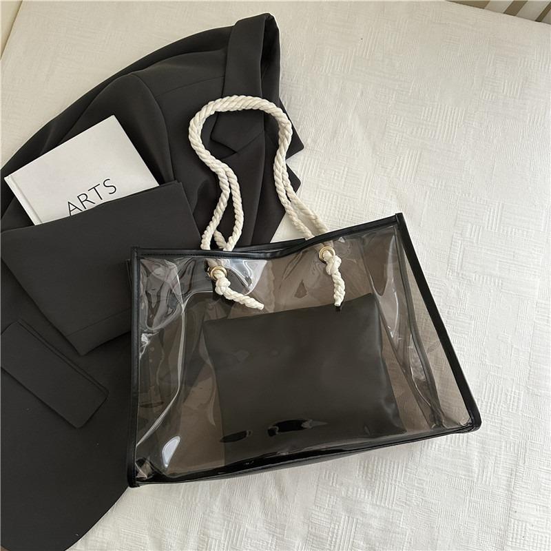 

Transparent large-capacity backpacks are popular this summer, women s new shoulder jelly bags, mother and child tote bags.