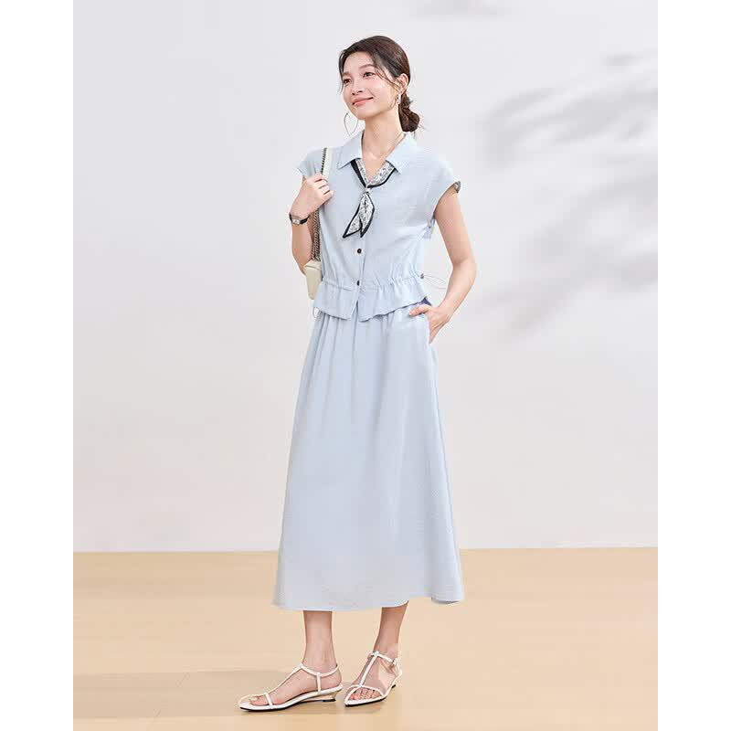 IEF 2026 Summer French Style Two-Piece Long Skirt Set