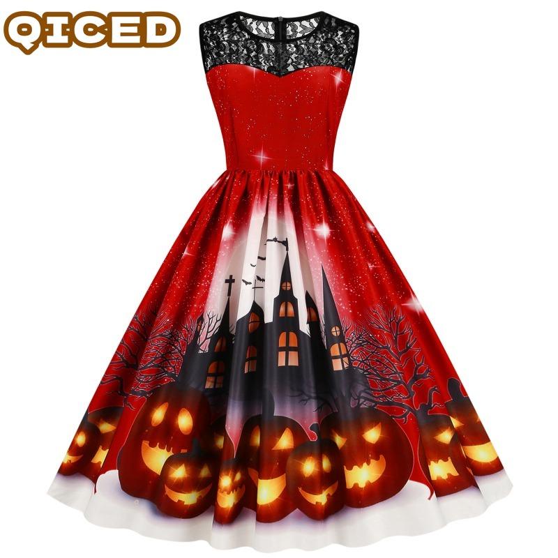 QICED Fashion Summer Spring Sleeveless O-Neck Casual Dresses