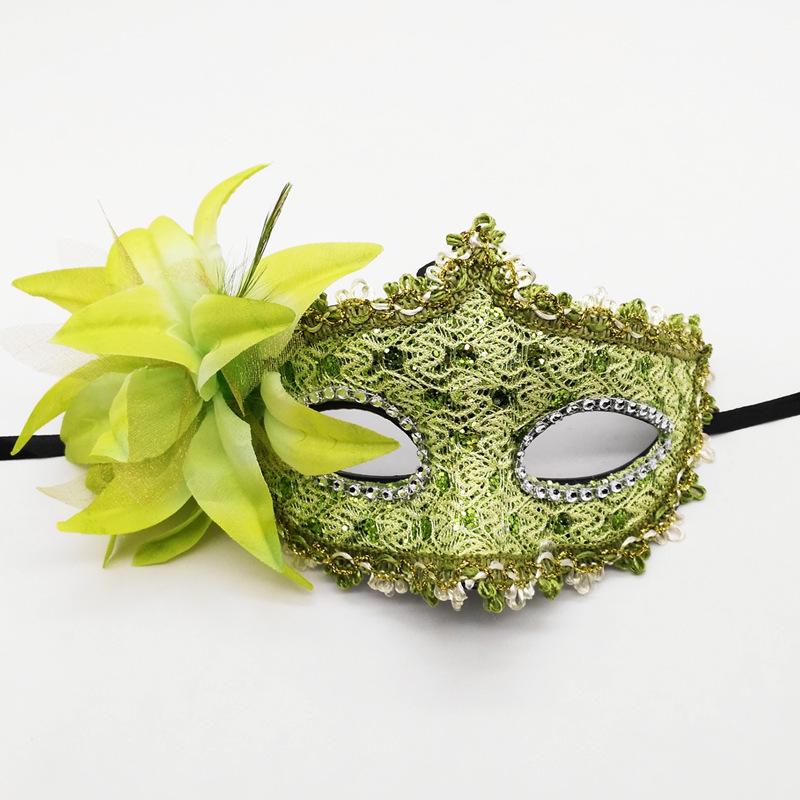 Venetian Flower Glitter Half-Face Carnival Mask for Couples