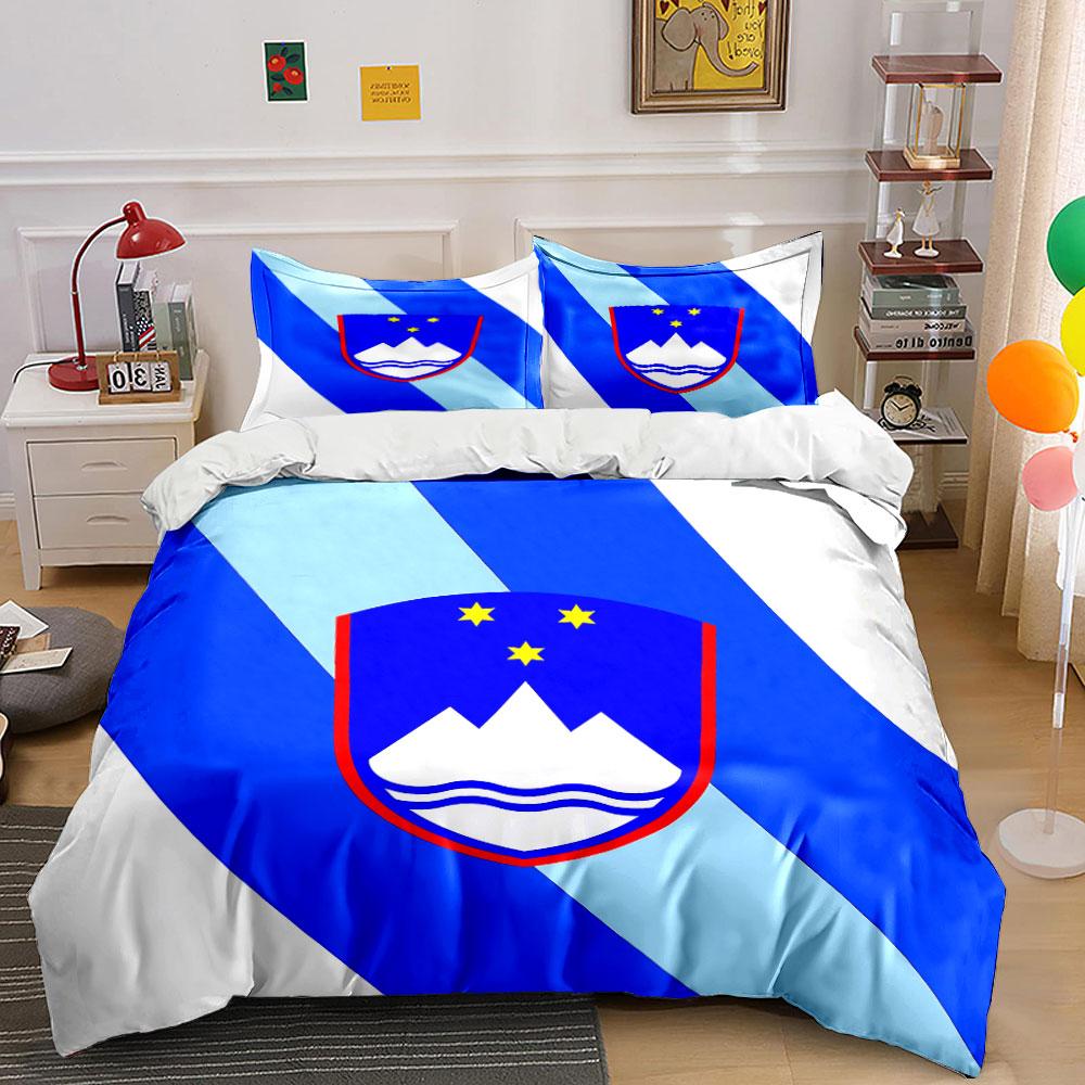 Slovenia Flag Bedding Set Bedding Duvet Cover Set Duvet Cover Pillowcases  (1 * Duvet Cover 2 * Pillowcases, Without Duvet Insert)