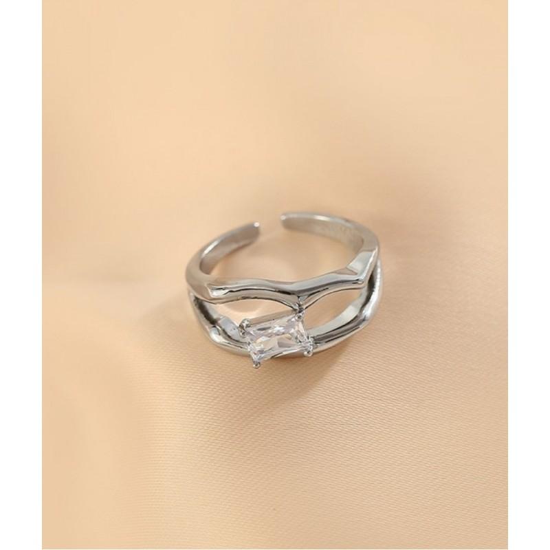 Adjustable Open Ring Women Men Geometric Zirconia Statement Vintage Boho Chic Finger