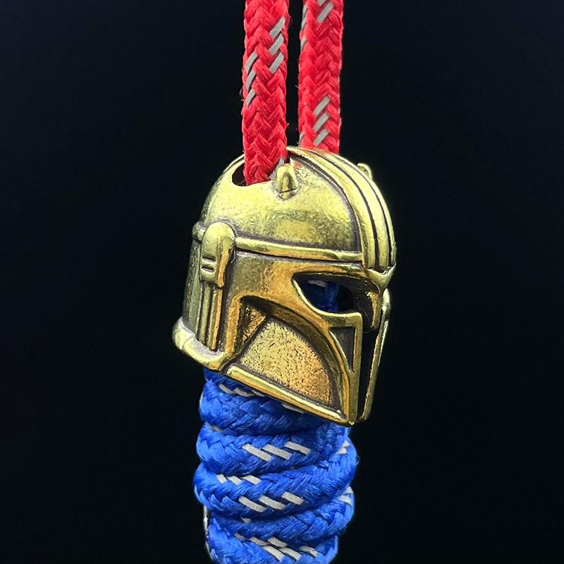 Brass Mandalorian Helmet Bounty Hunter Battle Armor Warrior Knife Beads Lanyard Keychain Pendants Diy Edc Paracord Accessories