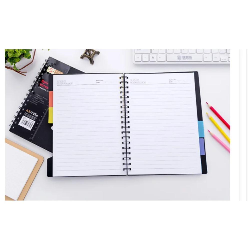 Wasserdichtes Spiralnotizbuch - Dickes 105-Blatt/210-Seiten mit Registerlaschen, B5/A5/A6 Organizer für Büro&Journal, Strapazierfähige Spiralbindung