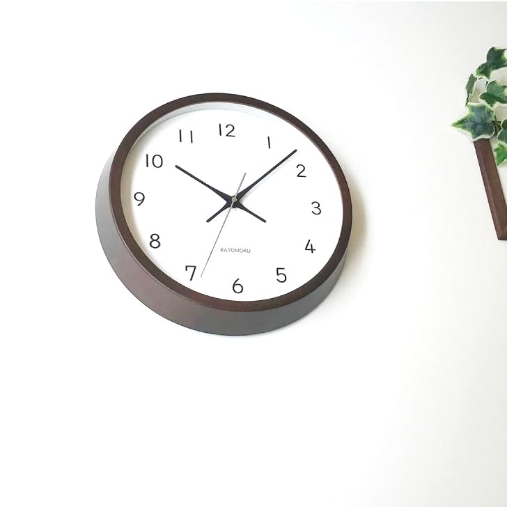 KATOMOKU Muku Clock 13 Brown Wall Clock with Continuous Second Hand km-104BR 306mm (quartz Clock)
