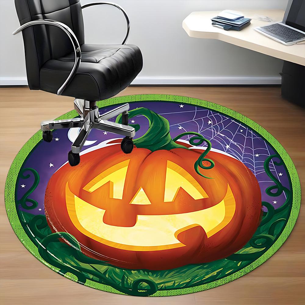 1pc Halloween Pumpkin Chair Carpet for Office Non-Slip, Lightweight, Machine Washable Rug for Office, Room - Holiday Decoryy251016008