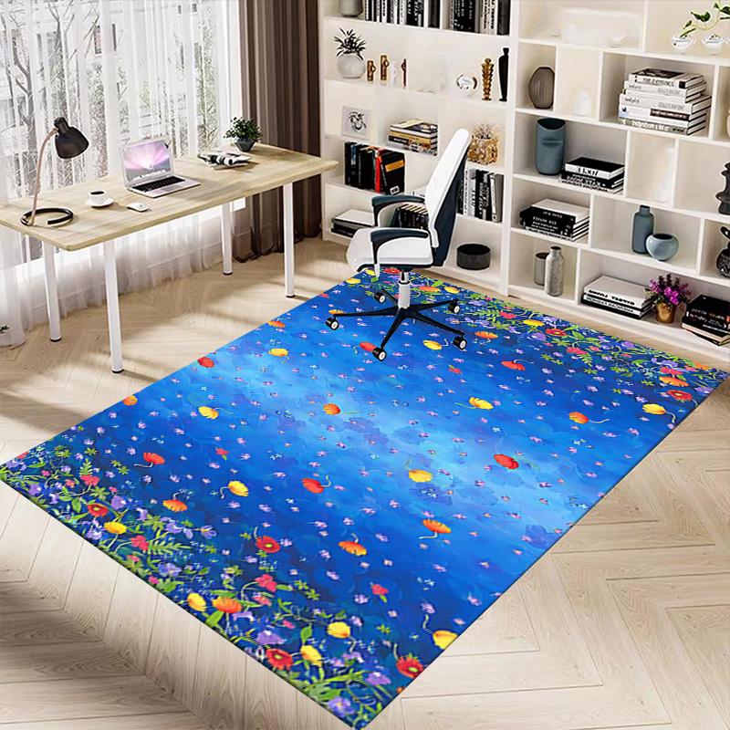 1PC Floral Pattern Fabric Extra Large Non-Slip Floor Carpet, Office, Family, Bedroom, Studio - Large Area RugJ0330