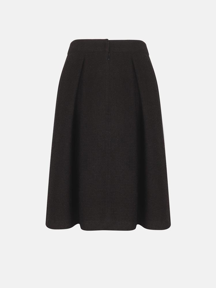L By L Black Tweed Pintuck Skirt
