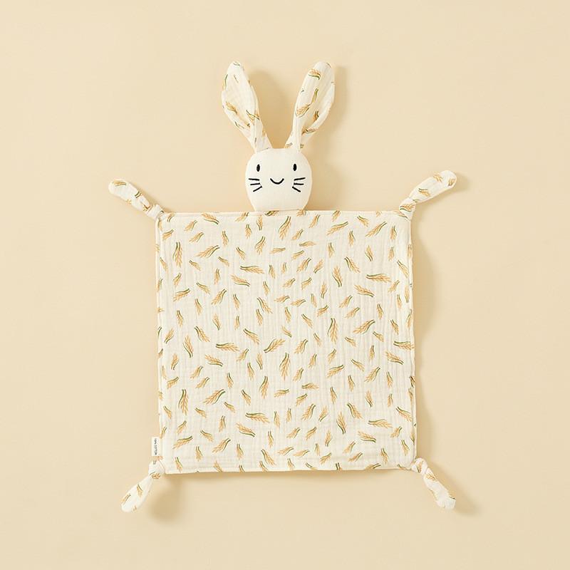 Baby Animal Cotton Swaddle With Plush Rabbit Toy For Sleep And Comfort