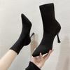 Fashion Aphixta 9cm 7cm 5cm Stretch Fabric Socks Boots Women Black Shoes Elegant Pointed Toe Knitting Elastic Ankle Boots for Women