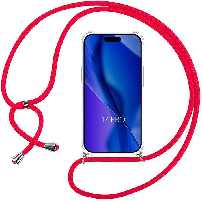 Coque de Protection - BOOLING - pour iPhone 17 Pro - Antichoc Anti-Rayures Transparent - Cordon Rouge