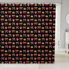 Red Strawberry Bow Kids Shower Curtain Yellow Crown Bathroom Curtain Cute Fruit Bowknot Bath Curtain for Girls Boys,Kawaii Bow