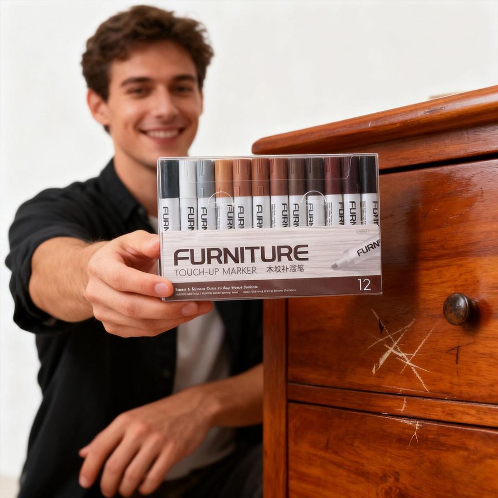 Wood Markers Furniture Repair 12 Colors Low-Odor Scratch Covers Removers Wood Furniture Repair Kit for Scuffs Damage Stains Wear