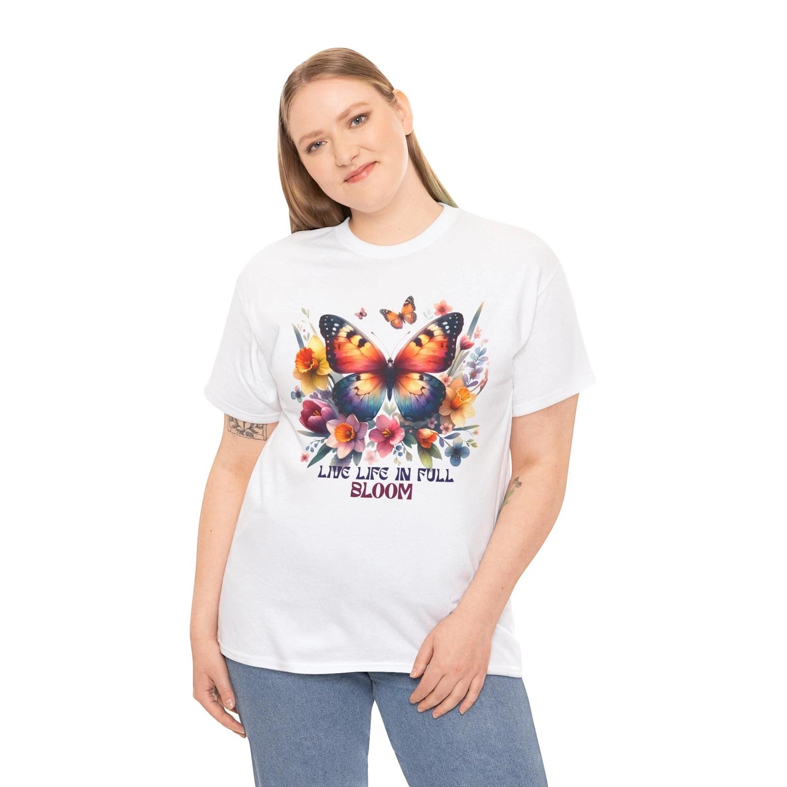 Sunshine & Blooms T-Shirt | Spring Awakening & Floral Tee | Butterfly Shirt S