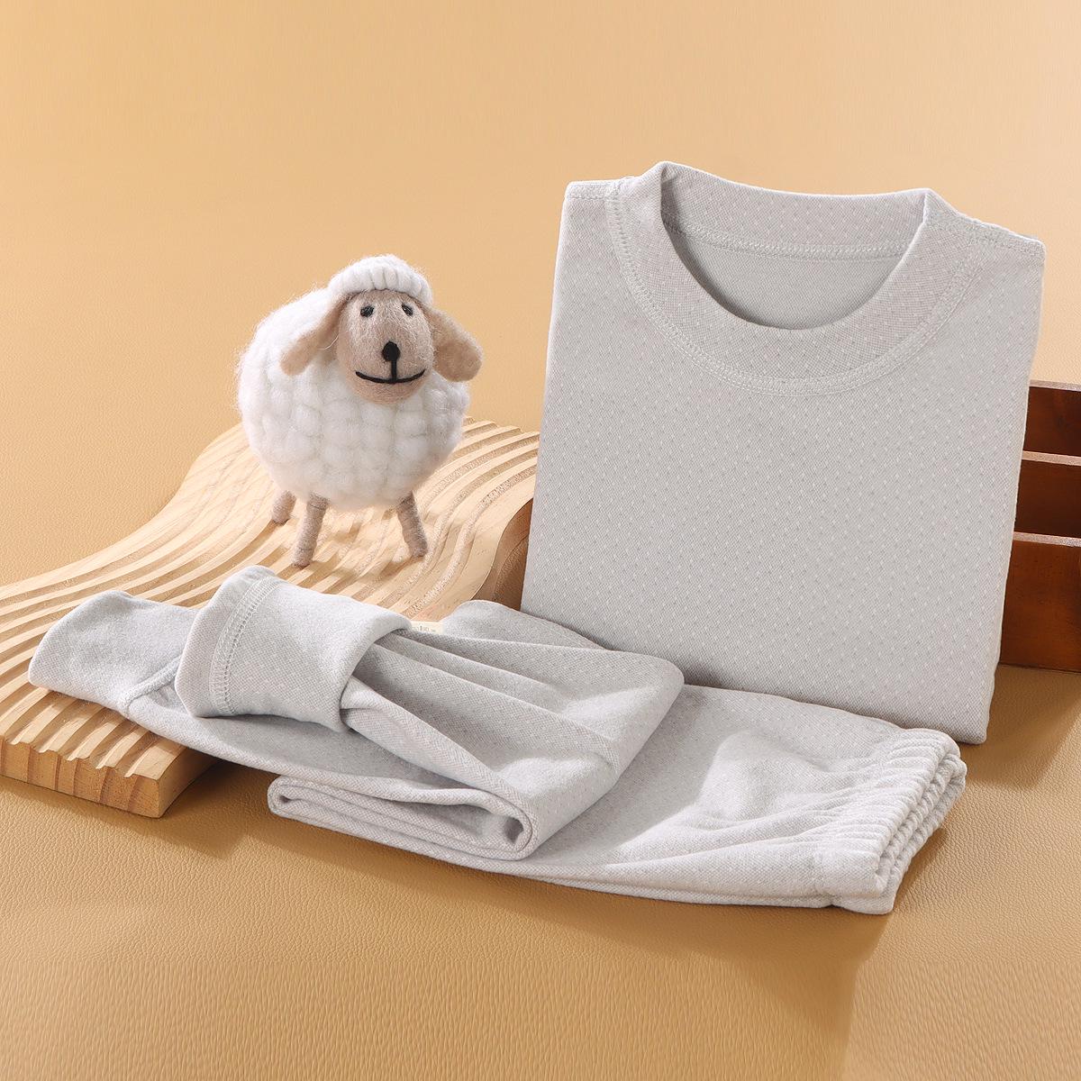 

2025 Детский бесшовный термофлисовый комплект нижнего белья: Теплые комплекты и одежда для мальчиков и девочек 80 серый