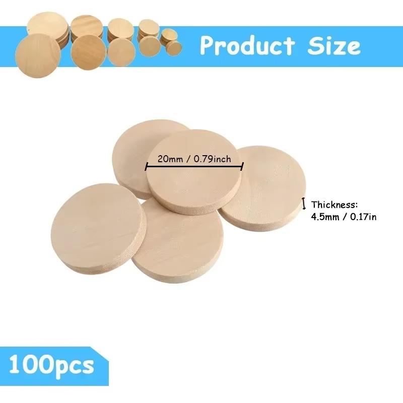 

15-35mm Blank Wood Round Coins, Natural Beech Wooden Discs for DIY Craft, Painting, Staining, and Art Projects
