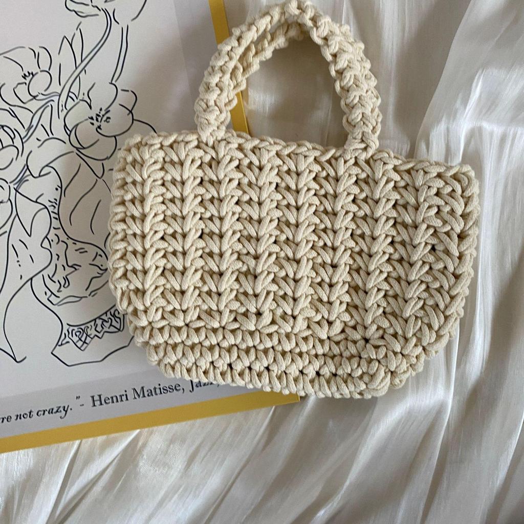 Handmade Straw Woven Women's Handbag - Trendy Ladies Net Red Bag