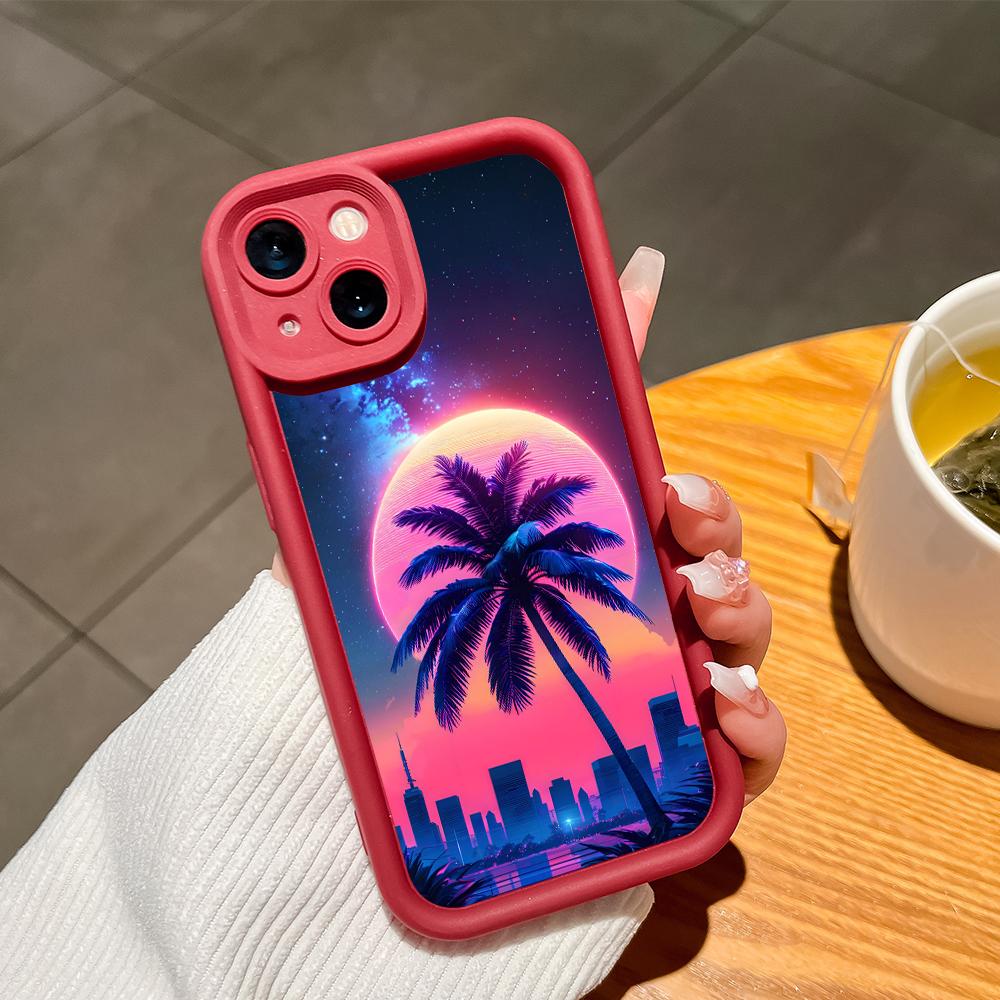 For iPhone 16 15 Pro Max Redmi Note 13 12 11 Pro Samsung S23 FE S24 Plus S24 Ultra A52 A72 A54 Cartoon Coconut Tree Full Lens Protect Soft Phone Case