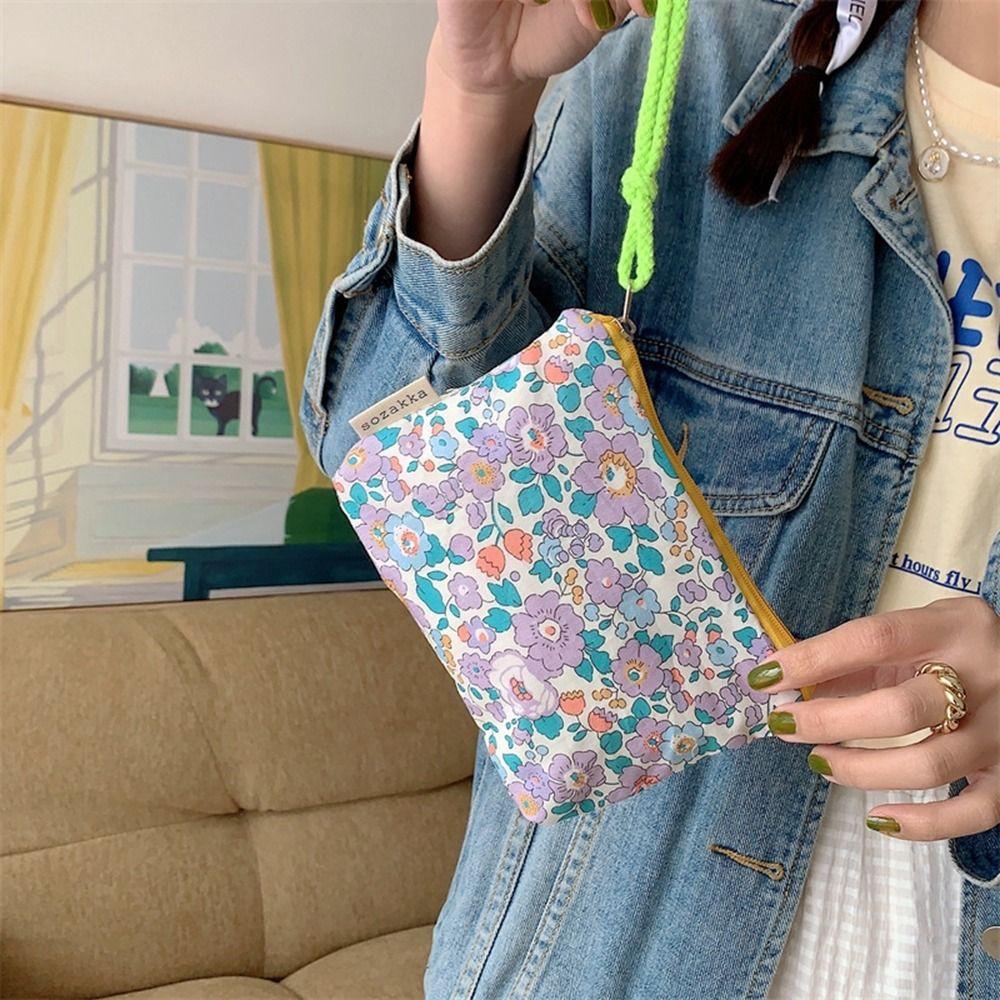 

Bag Flower Wallet Cotton Floral Purple Jewelry Storage Bag Cosmetic Bag Makeup Bags Small Cloth Bag