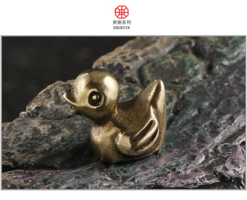 Mini Ducks Brass Decorative Figurines Kawaii Duck Pet Animal Desk Decoration Home Decor Copper States Sculptures Souvenir
