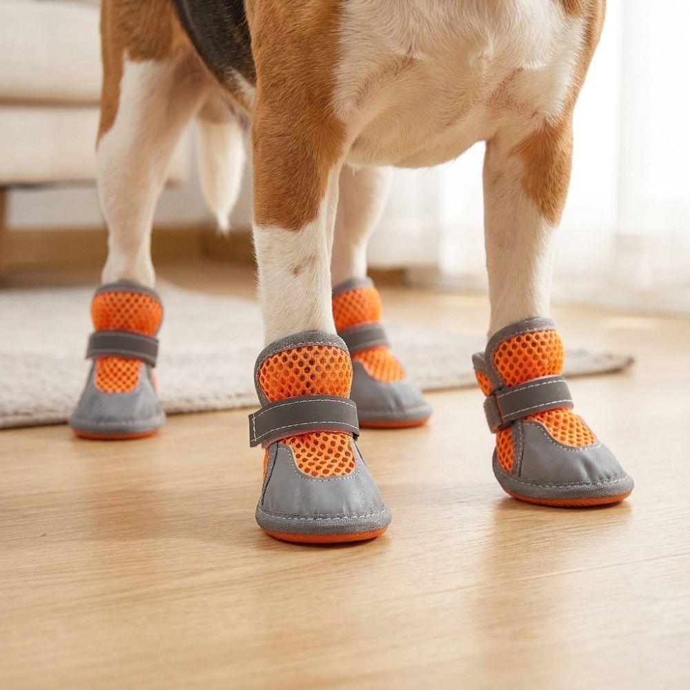 4Pcs Wear Resistant Dog Mesh Shoes Non-Slip Puppy Foot Covers Practical Pet Net Boots Hot Pavement