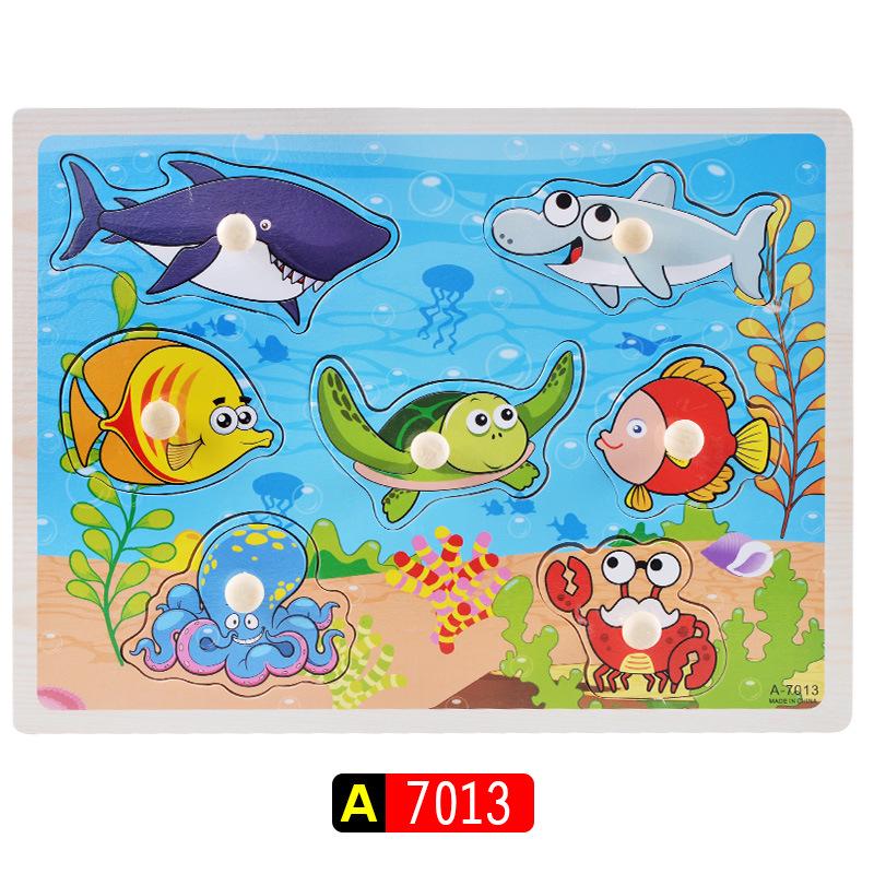 Wooden 3D Educational Grasping Board & Puzzle for Children: Animal & Fruit Theme Cognitive Toy