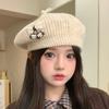 Japanese Cute Cat Knitted Beret Female Artistic Retro All Match Show Face Little Cloud Painter Hat Octagonal Hat
