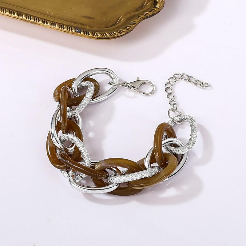 Accessories, Acrylic Leopard Geometric Colored Aluminum Chain Bracelet, Hip Hop Rough Jewelry For Women