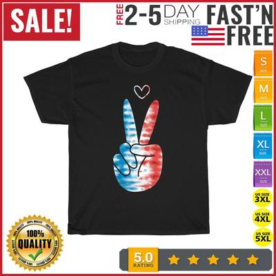 Vierter 4. Juli Amerikanische Flagge Friedenszeichen Gedenktag T-Shirt Herren Damen NEU