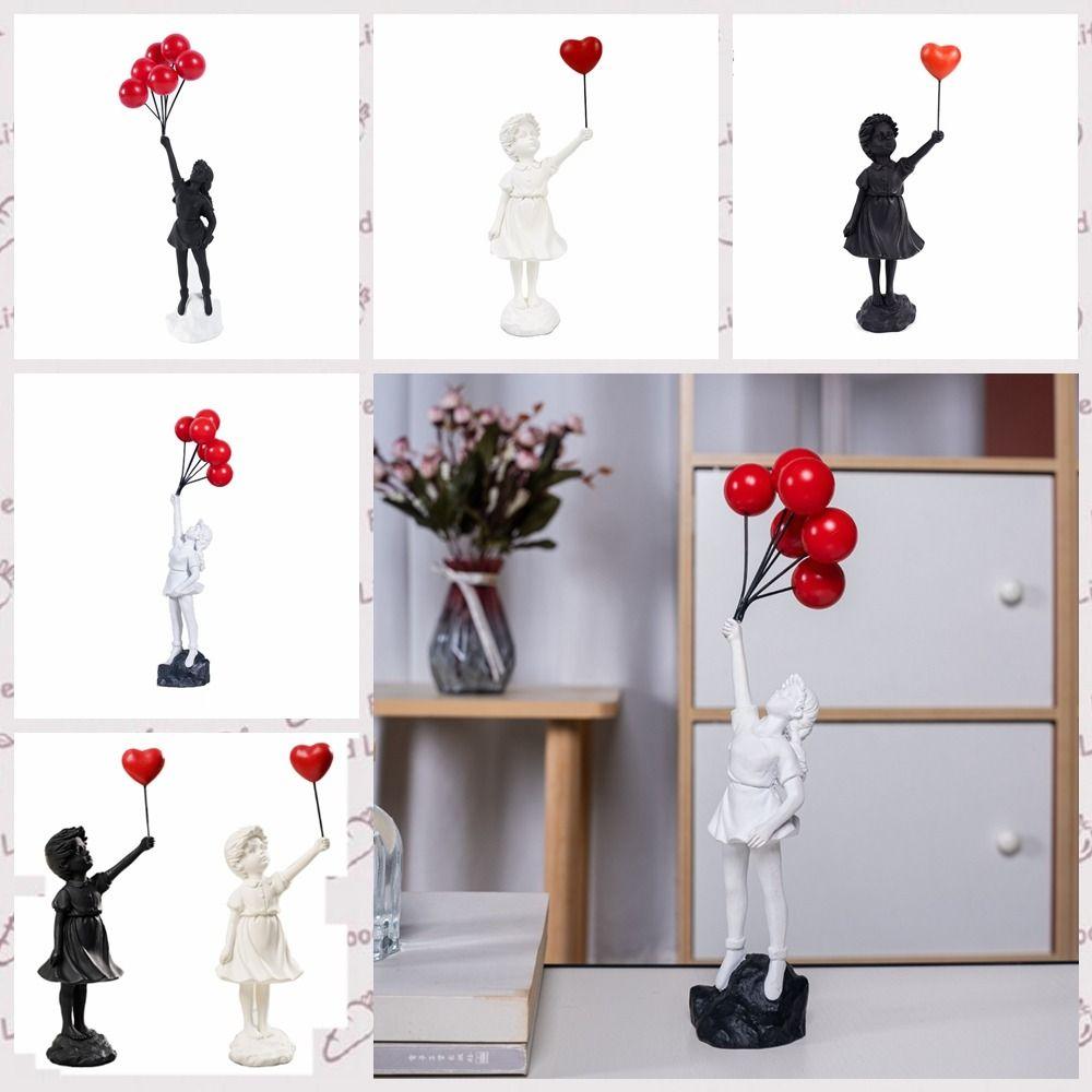 Resin Crafts Banksy Sculpture No Odor Flying Balloon Girl Figurine Art Sculpture   Home Accessories