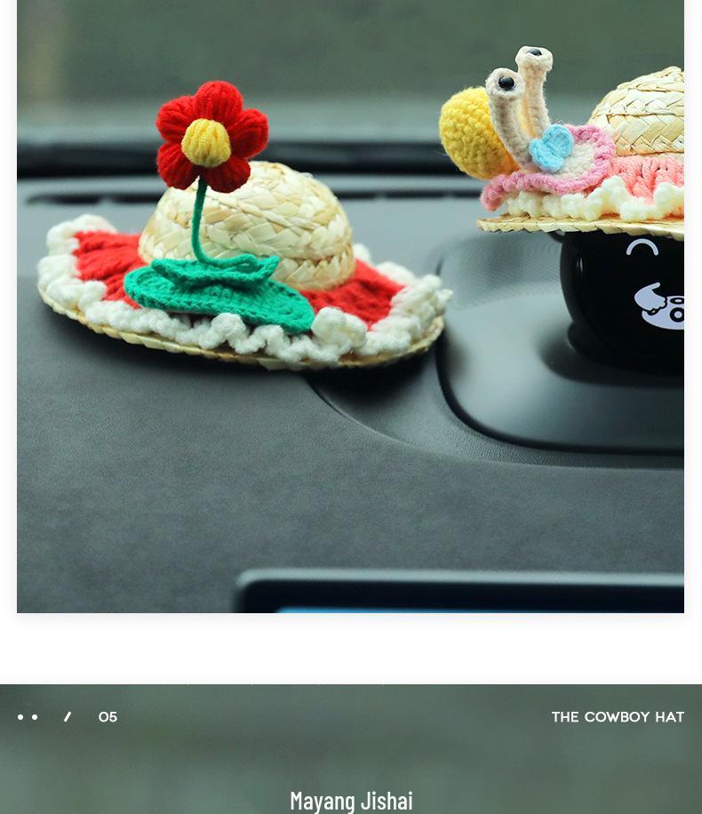 Handmade Woven Straw Hat for Weilai Nomi Robot - Car Interior Decoration for ES6/ES8