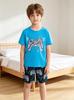 Conjuntos de Roupa de 2 Peças para Meninos, Camiseta com Estampa de Controle de Jogo e Shorts Color Block Casual Color Block para Crianças Tamanho 8-12A