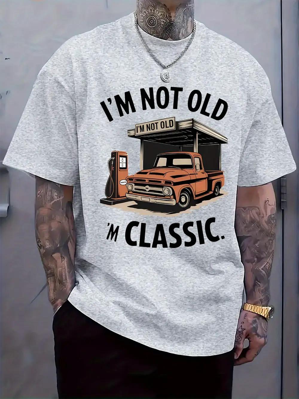Classic Retro Car Print T-shirt - I m Not Old XL