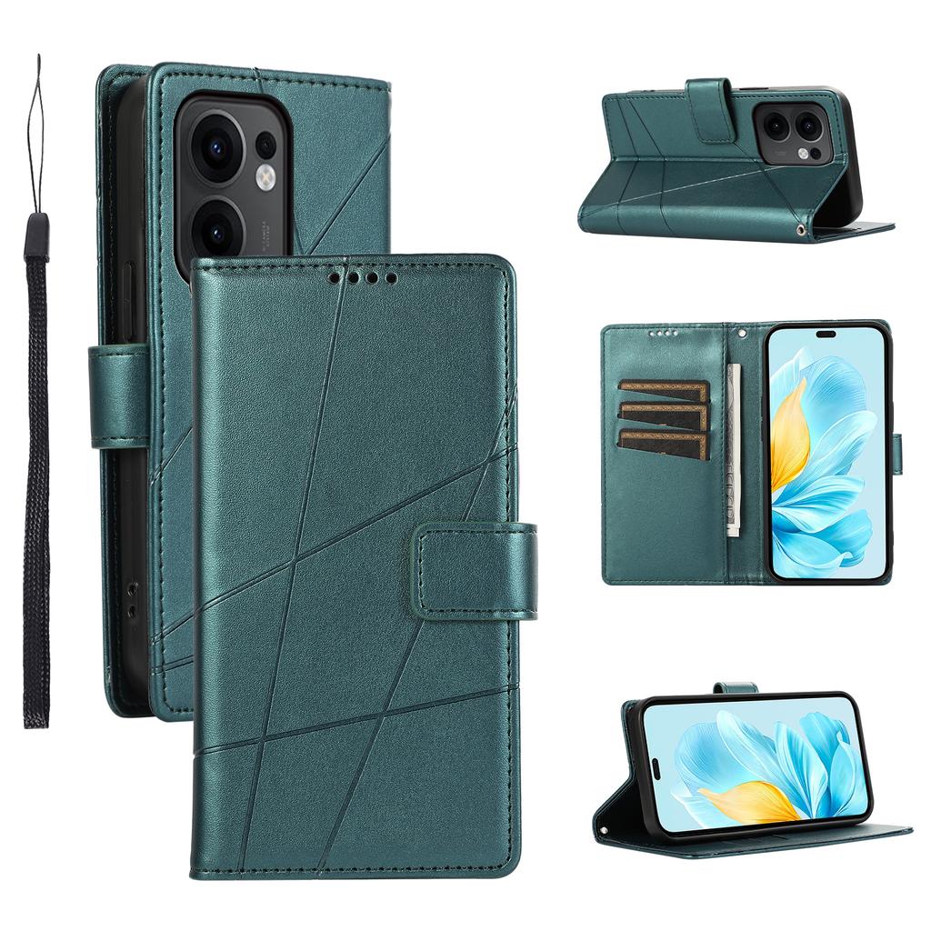 DF-06 For Oppo Reno13 F 5G (Reno 13 FS 5G)/4G Phone Case Line Imprint Leather Wallet Cover