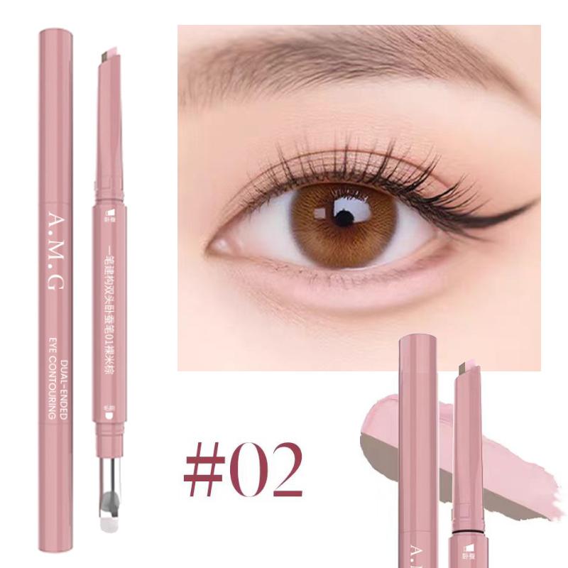2-in-1 Tweekleurige Liggende Zijderupsen Potlood Nude Roze Ooglid Mat Verhelderend Oogschaduw Potlood Oogschaduw Verhelderend Make-up Potlood