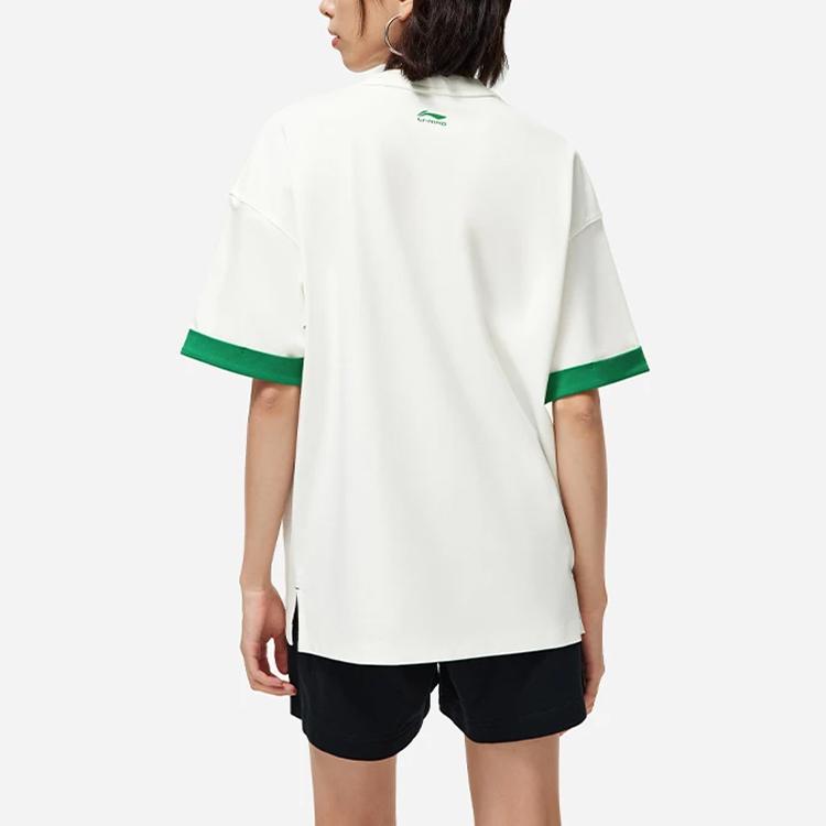 Li Ning Chinese Culture Series Solid Color Pullover Drop Shoulder T-Shirt Women T-Shirt Off-White AHST430-1