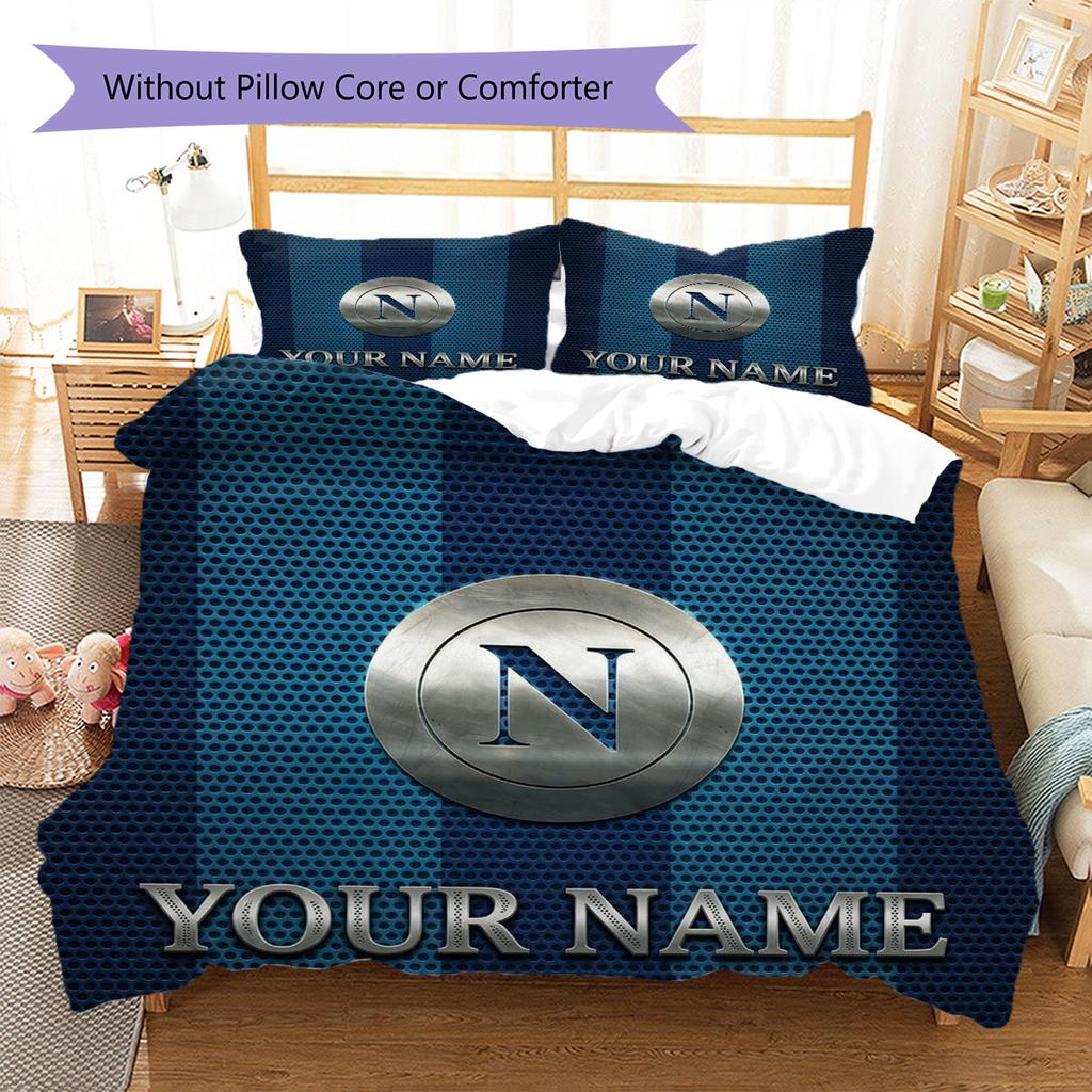 SSC Napoli Custom Name Pattern Bedding,Quilt Set Quilt Cover Pillowcase Home Birthday Gift(1 * duvet cover + 2 * pillowcase, without core)