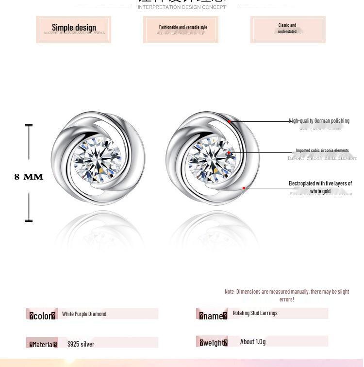 Sterling Silver Rose Love Stud Earrings - Simple & Elegant Design