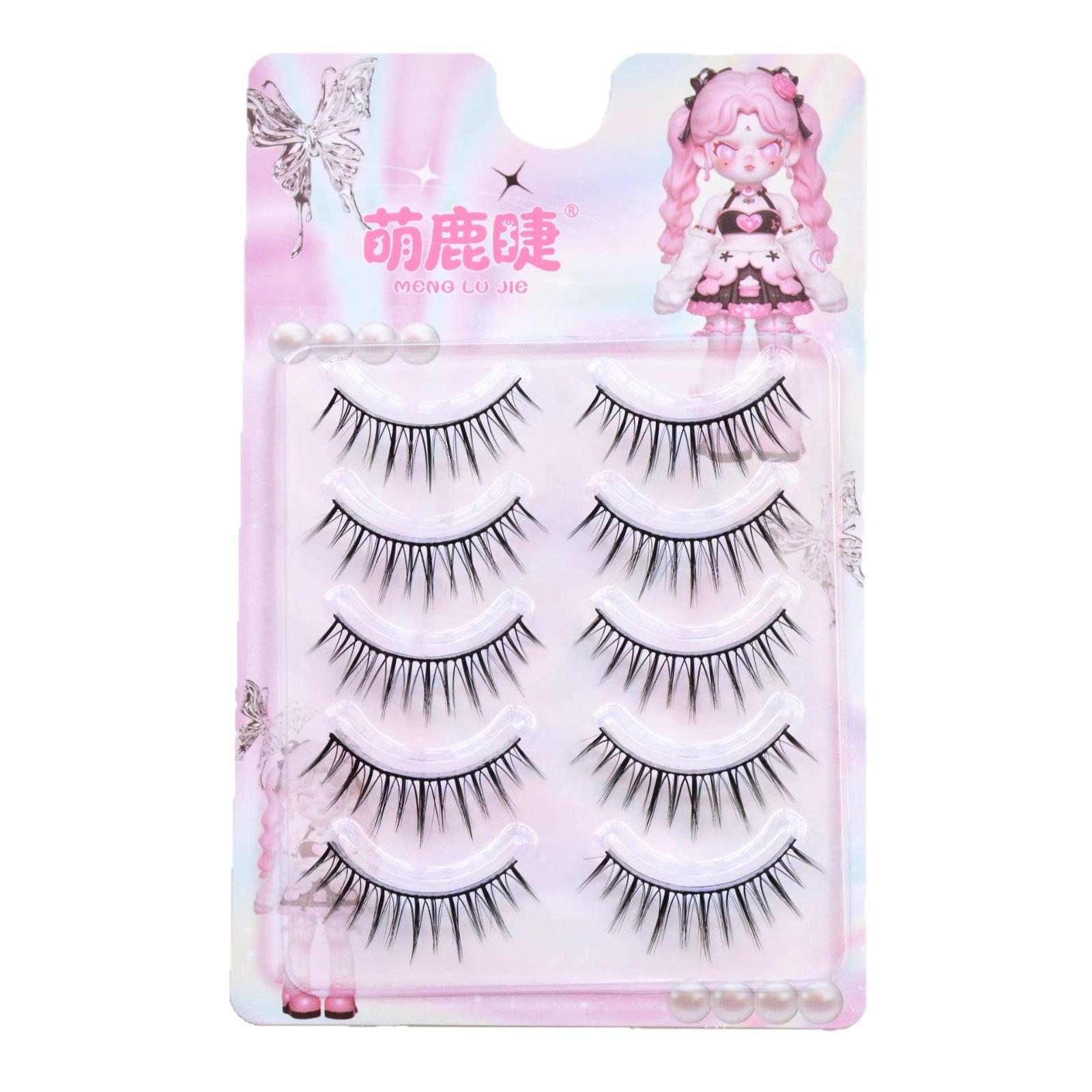 One-Piece Comic Style False Eyelashes with Hard Band for Natural Volume and Curl Hard Stem Manga
