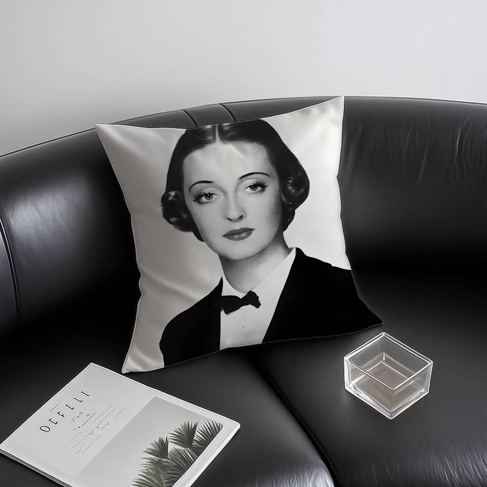 B-Bette D-Davis Actress Pillow Case Anti-Dustmite Pillowcase Invisible Zipper Silky Short Plush Sofa Cushion Cover