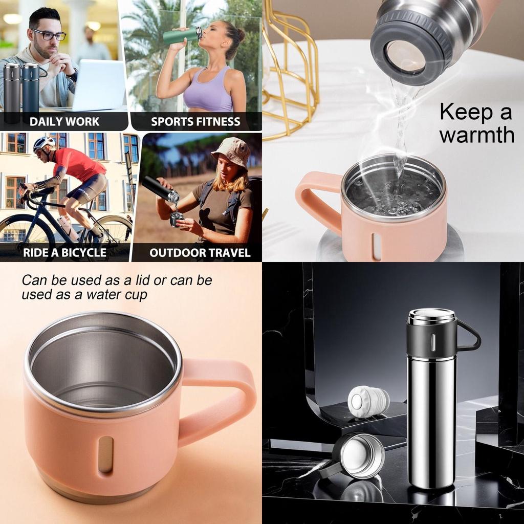 Stainless Steel Thermo Bottle Vacuum Insulated Flask With Cup For Coffee Tea