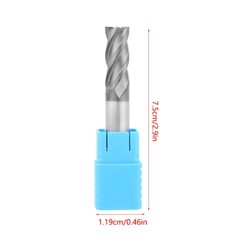 

1 шт. 12 мм x 75 мм концевая фреза из карбида с 4 канавками, хвостовик прямой, инструмент для фрезерования из вольфрамовой стали