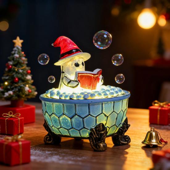 Ghost Bubble Bath Lamp USB Powered Cute Ghost Night Light Halloween Ghost Nightlight Bedroom Christmas Party Decor