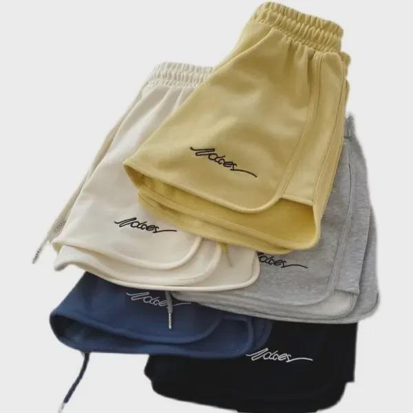 Dámské bavlněné šortky na jógu s vysokým pasem: Neformální široké nohavice letní trend 2025