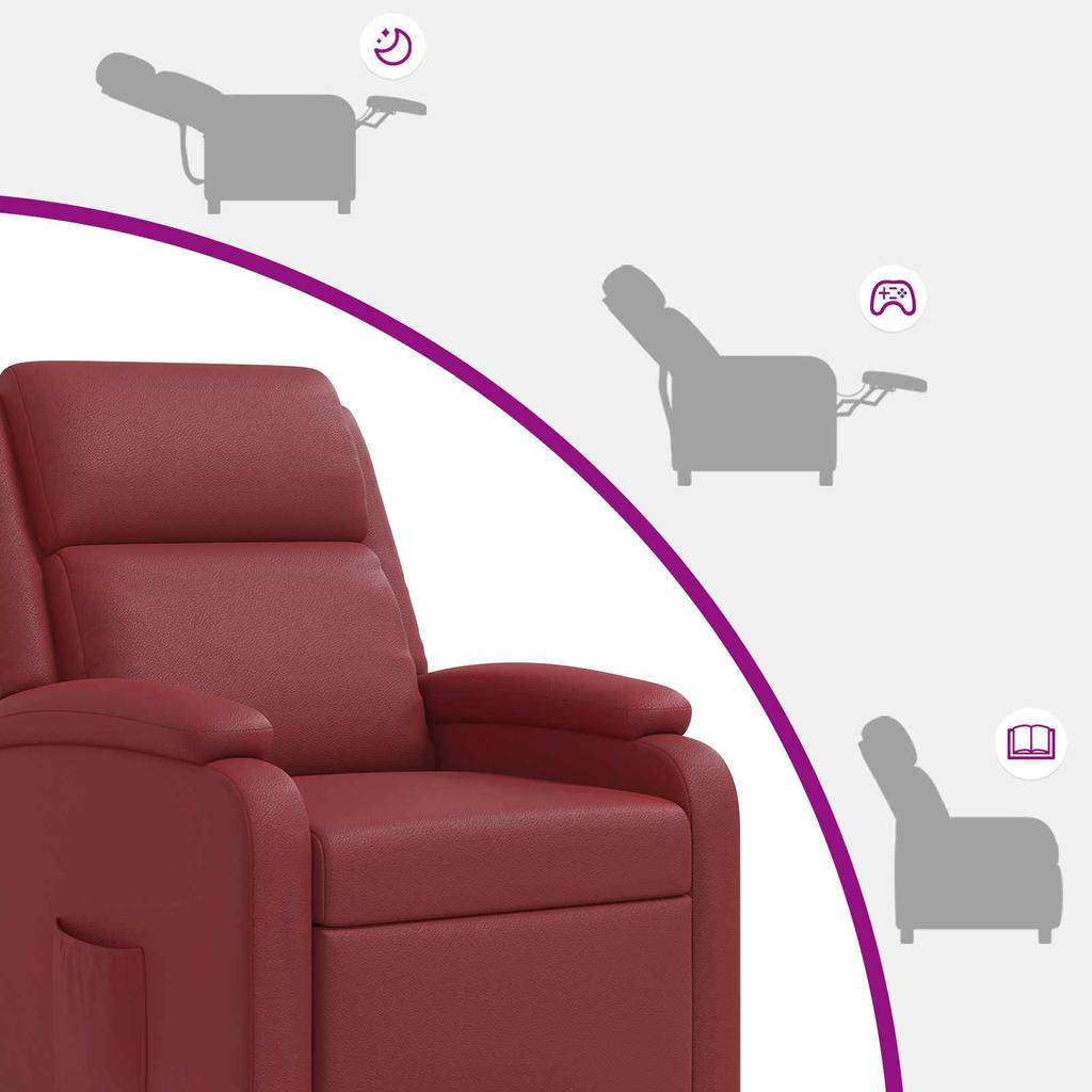 Massage Recliner Chair Wine Red Artificial Leather
