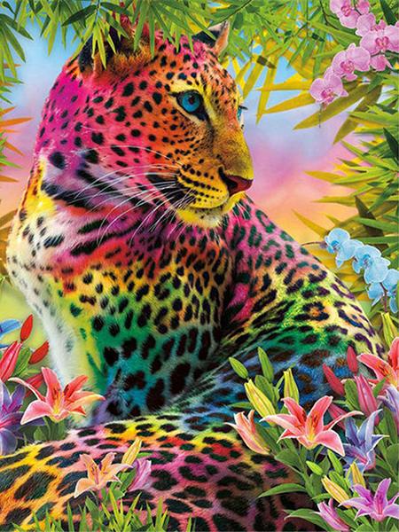 5D DIY Diamond Painting Leopard Mosaic Diamond Embroidery Full Round Drill Animal Cross Stitch Kit Home Decoration